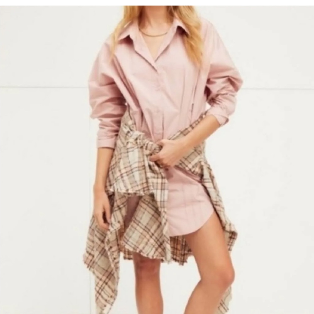Free People Taia Mini Fitted Shirt Dress
